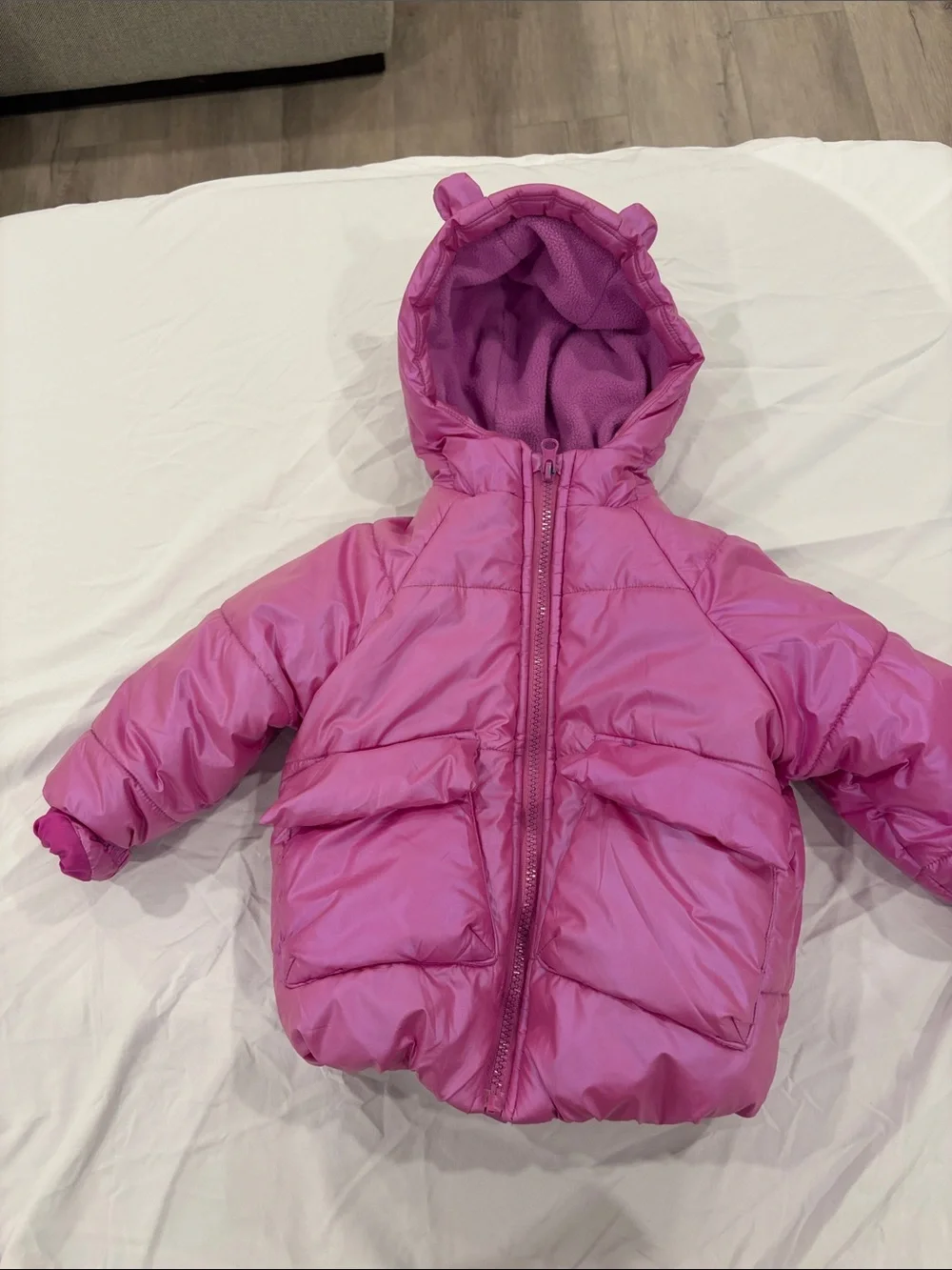 BearPaw Pink Puffer Jacket with Logo Patch